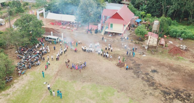 Không gian Lễ hội Mừng lúa mới của đồng bào Xtiêng vừa được tổ chức tại huyện Phú Riềng.