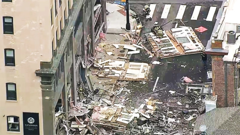 Hiện trường vụ nổ tại khách sạn tại thành phố Fort Worth, bang Texas. (Ảnh: NBCDFW)