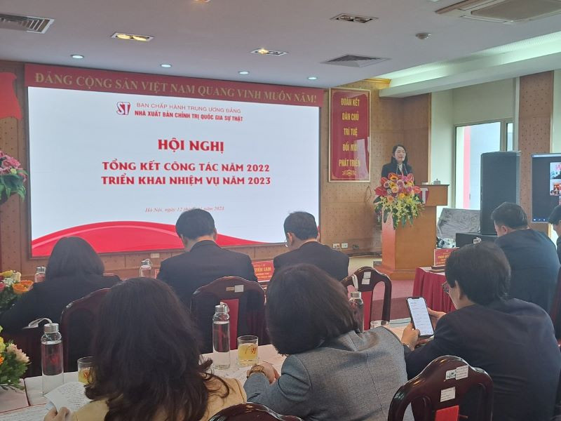 Quang cảnh Hội nghị triển khai nhiệm vụ năm 2023 của Nhà xuất bản Chính trị Quốc gia sự thật.