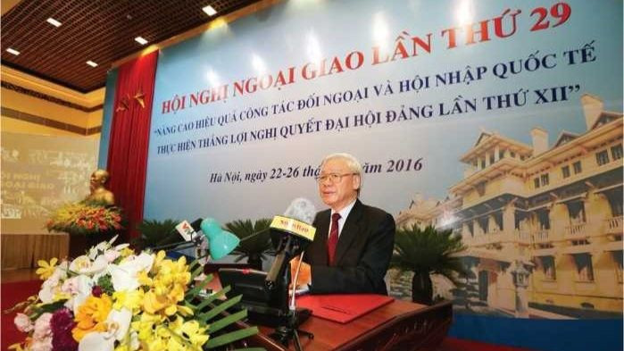 Tổng Bí thư Nguyễn Phú Trọng phát biểu chỉ đạo tại Hội nghị Ngoại giao lần thứ 29, ngày 22/8/2016. (Ảnh: TTXVN)