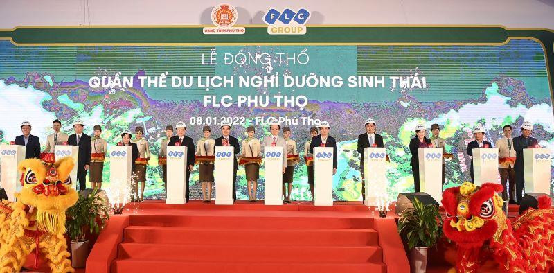 Hình ảnh tại lễ động thổ khởi công Khu đô thị sinh thái và thể thao Việt Trì. 