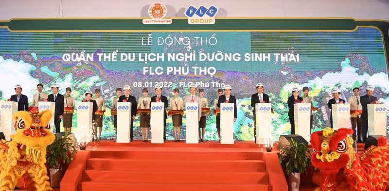 Hình ảnh tại lễ động thổ khởi công Khu đô thị sinh thái và thể thao Việt Trì. 