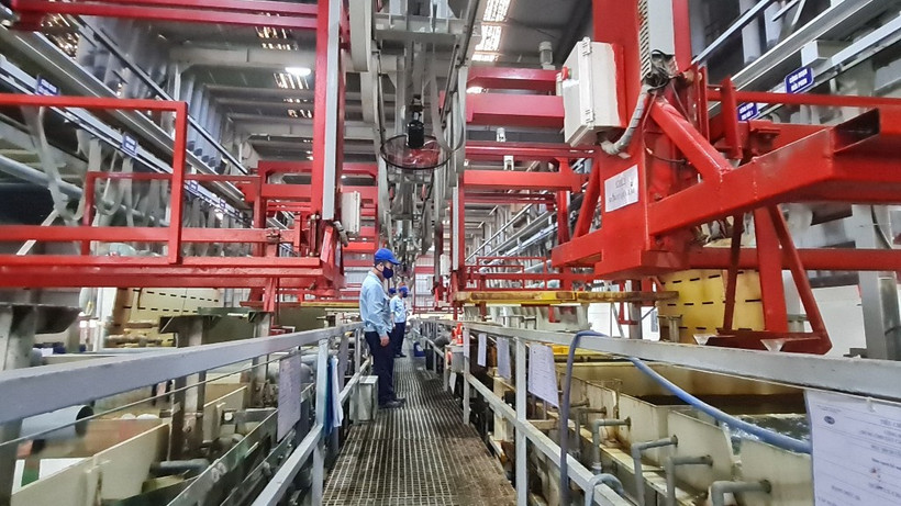 Hệ thống xi mạ hiện đại của Công ty trách nhiệm hữu hạn Một thành viên Thiện Mỹ, Khu công nghiệp Khai Quang.