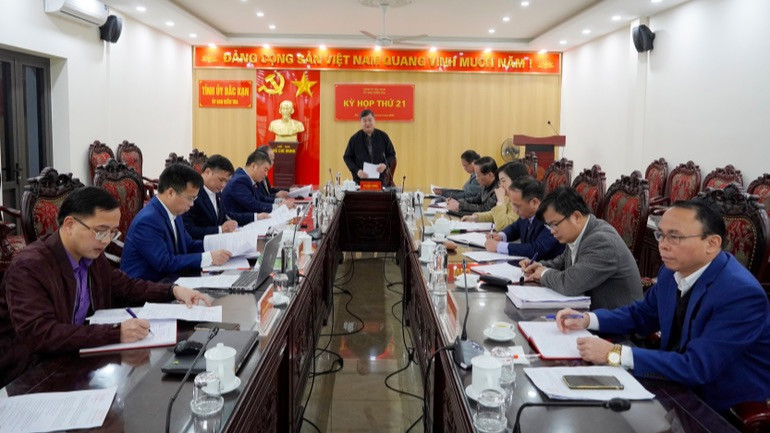 Ủy ban Kiểm tra Tỉnh ủy Bắc Kạn họp kỳ thứ 21. (Ảnh: KHÁNH DUY)