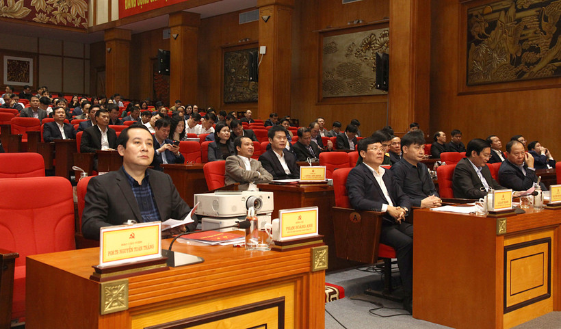 Các đại biểu dự tại điểm cầu Trung tâm Hội nghị tỉnh.