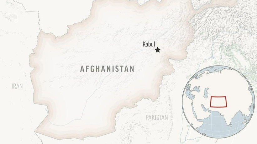 Vị trí của Afghanistan và thủ đô Kabul trên bản đồ. (Nguồn: AP)