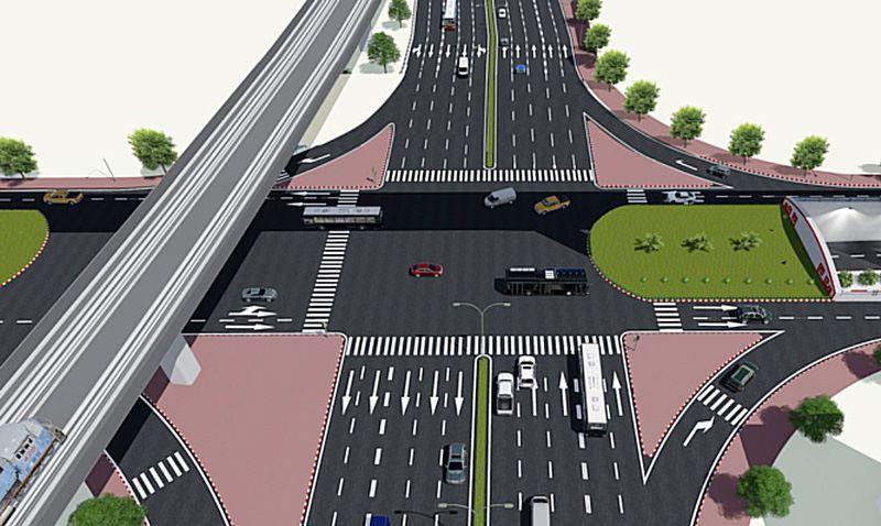 Phối cảnh dự án hầm chui Vành đai 2,5 tại nút giao với đường Giải Phóng. (Ảnh: Tuấn Lương)