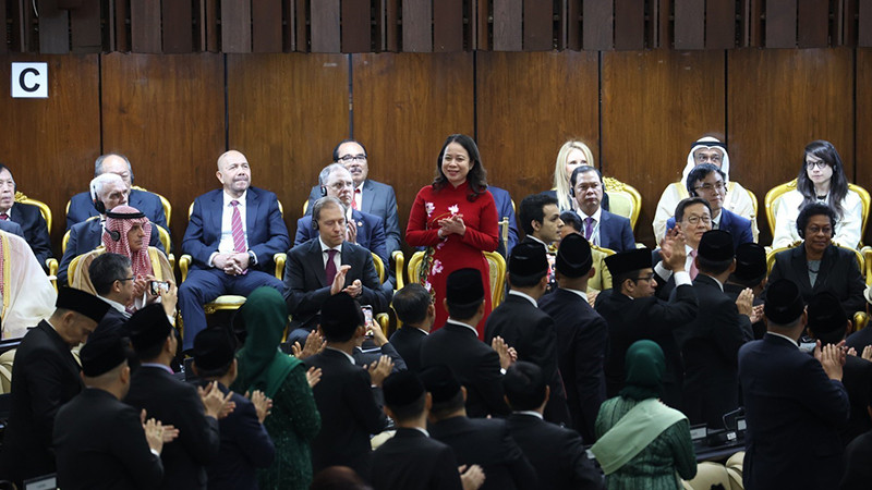 Phó Chủ tịch nước Võ Thị Ánh Xuân tham dự Lễ nhậm chức của Tổng thống Indonesia Prabowo Subianto, ngày 20/10/2024. (Ảnh: TTXVN)