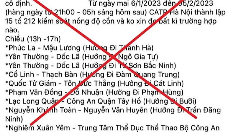 Thông tin sai sự thật.