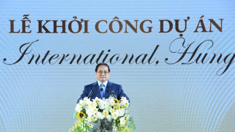 Thủ tướng Chính phủ Phạm Minh Chính phát biểu ý kiến tại lễ khởi công (Ảnh: TRẦN HẢI). 