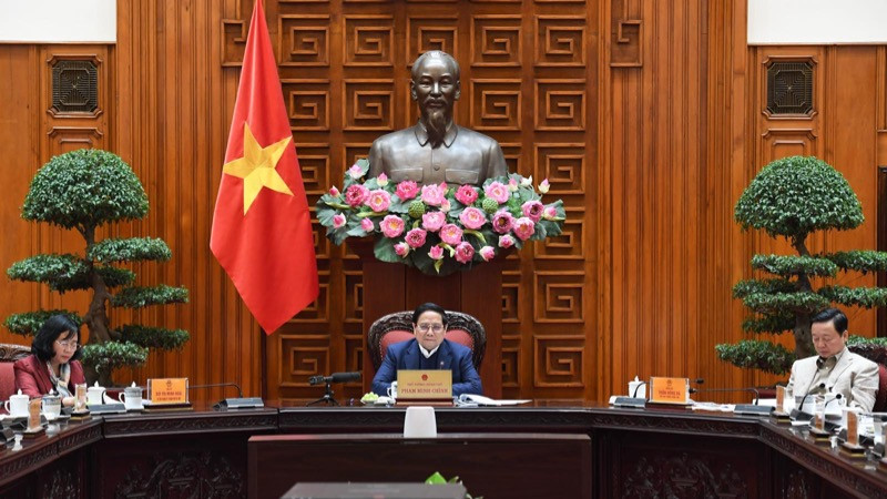 Thủ tướng Phạm Minh Chính chủ trì cuộc họp về nghiên cứu triển khai ngay đầu tư giai đoạn 2 sân bay Gia Bình và đường kết nối. (Ảnh: TRẦN HẢI)