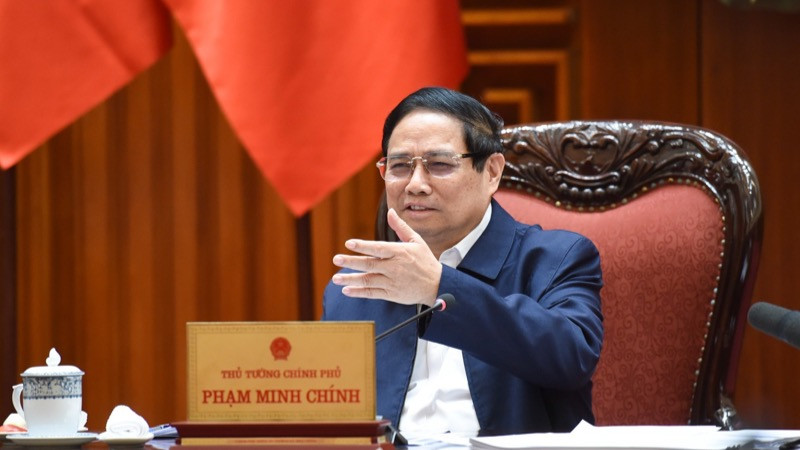 Thủ tướng Phạm Minh Chính phát biểu ý kiến kết luận cuộc họp (Ảnh: TRẦN HẢI). 