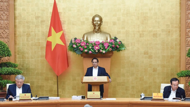 Thủ tướng Phạm Minh Chính chủ trì phiên họp Chính phủ thường kỳ tháng 3 và quý I/2025 trực tuyến với các địa phương. (Ảnh: TRẦN HẢI)