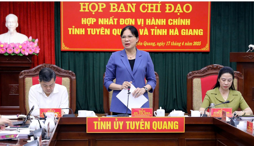 Bí thư Tỉnh ủy Tuyên Quang Hà Thị Nga đánh giá cao Ban Chỉ đạo, các tổ giúp việc hai tỉnh đã khẩn trương xây dựng đề án.