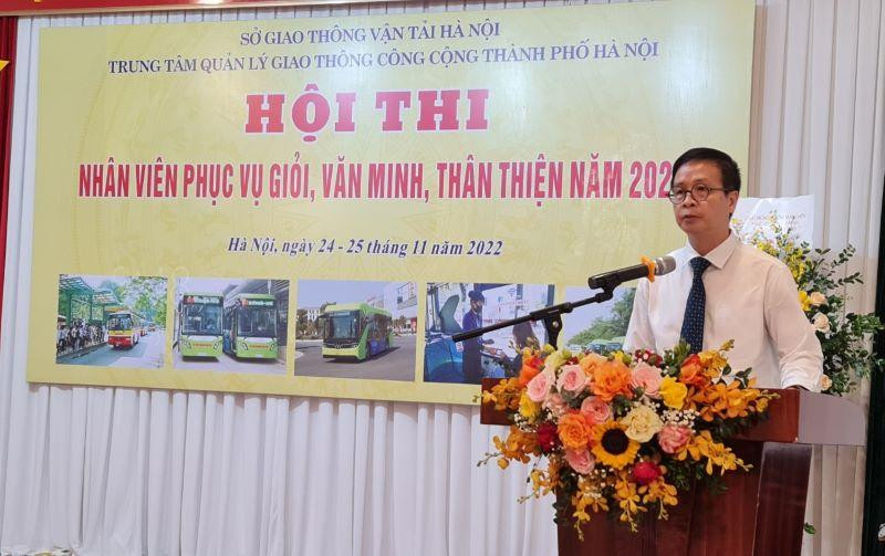Giám đốc Trung tâm Quản lý giao thông công cộng thành phố Hà Nội Nguyễn Hoàng Hải phát biểu khai mạc hội thi.