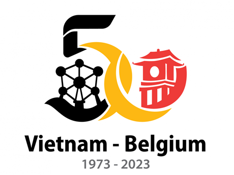 Logo chính thức kỷ niệm 50 năm quan hệ ngoại giao Việt Nam-Bỉ.