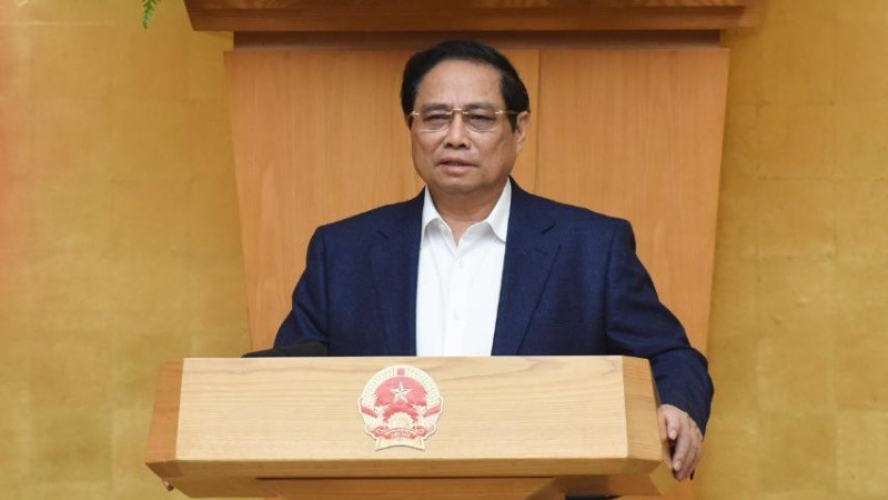 Thủ tướng Phạm Minh Chính phát biểu ý kiến tại Hội nghị của Chính phủ quán triệt, triển khai về tổng kết việc thực hiện Nghị quyết 18-NQ/TW. (Ảnh: Trần Hải)