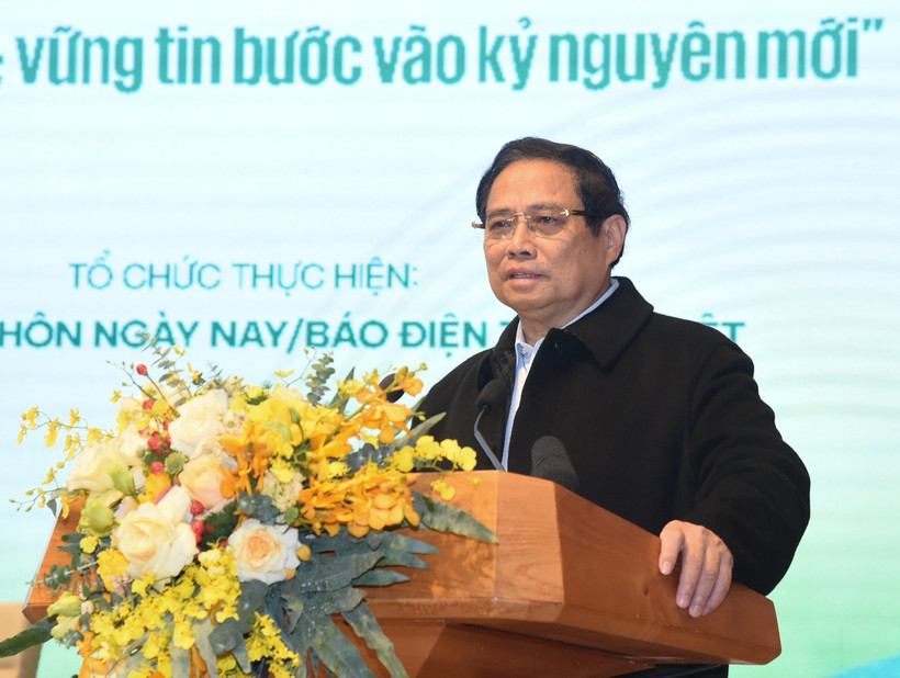 Thủ tướng Phạm Minh Chính phát biểu ý kiến tại Hội nghị đối thoại với nông dân Việt Nam năm 2024. (Ảnh: TRẦN HẢI)