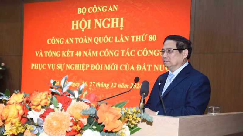 Thủ tướng Phạm Minh Chính phát biểu ý kiến tại Hội nghị. (Ảnh: TRẦN HẢI)