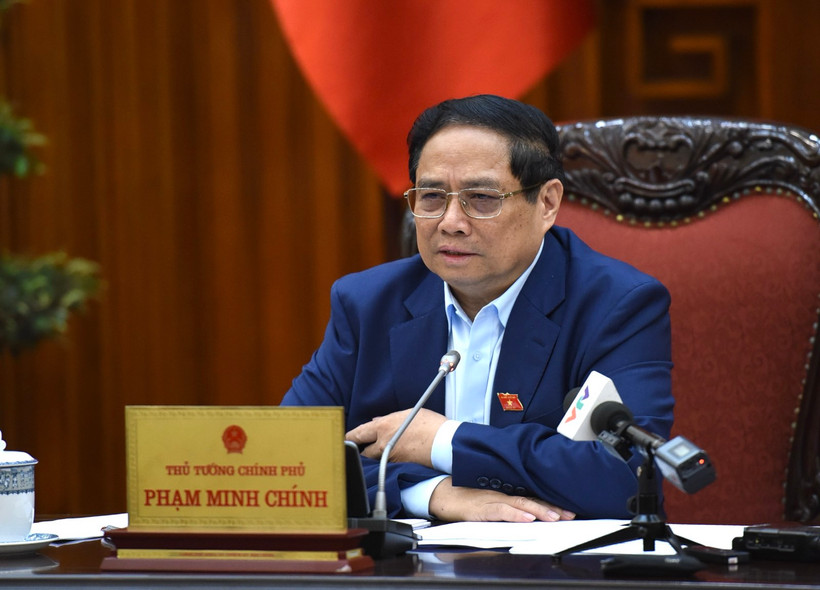 Thủ tướng Phạm Minh Chính phát biểu ý kiến tại cuộc họp. (Ảnh: Trần Hải)