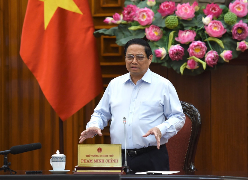 Thủ tướng Phạm Minh Chính phát biểu ý kiến tại cuộc họp (Ảnh: Trần Hải).