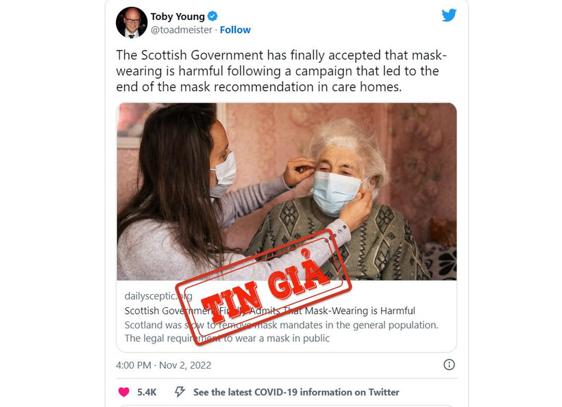 Ảnh chụp màn hình tin giả lan truyền trên Twitter.