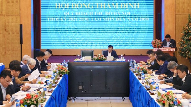Quang cảnh phiên họp thẩm định Quy hoạch Thủ đô Hà Nội thời kỳ 2021-2030, tầm nhìn đến năm 2050.