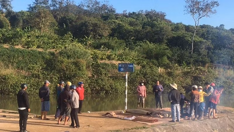 Hồ nước nơi xảy ra vụ đuối nước khiến 4 em học sinh tử vong thương tâm.