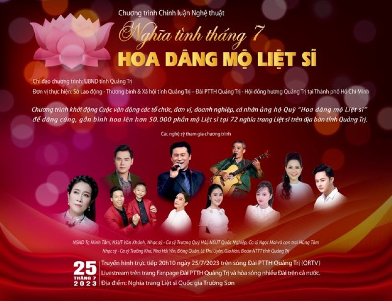 Các nghệ sĩ tham gia chương trình "Quảng Trị nghĩa tình tháng 7- Hoa dâng mộ liệt sĩ".