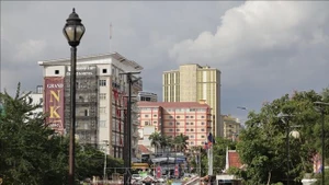 Phía Campuchia được chụp từ trạm kiểm soát biên giới Ban Pakkad ở quận Khlong Yai, tỉnh Chanthaburi, Thái Lan, ngày 16/6/2025. (Ảnh tư liệu: THX/TTXVN)