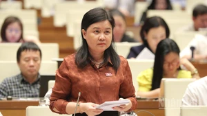 Đại biểu Nguyễn Phương Thủy (Hà Nội) phát biểu. (Ảnh: DUY LINH)