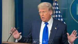 Tổng thống Mỹ Donald Trump phát biểu tại Nhà Trắng ở Washington, DC. (Ảnh: THX/TTXVN)