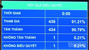 Kết quả biểu quyết thông qua nghị quyết. (Ảnh: THỦY NGUYÊN)