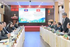 Đại diện Bộ Nông nghiệp và Môi trường Lào và Tập đoàn VRG trao đổi, thảo luận về định hướng hợp tác phát triển ngành cao-su trong thời gian tới.