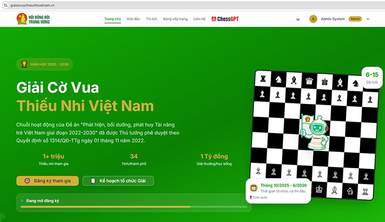 Giao diện đăng ký tham gia Giải tại trang chủ. 11111.jpg