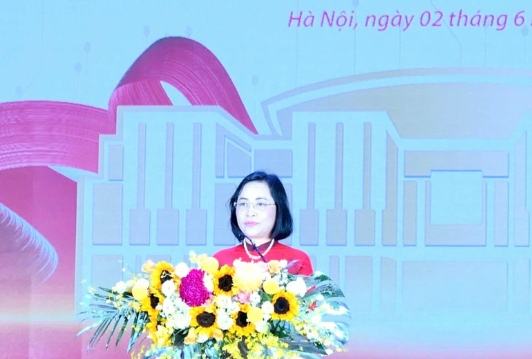 Phó Chủ tịch Quốc hội Nguyễn Thị Thanh phát biểu ý kiến tại buổi lễ. 1000022743.jpg
