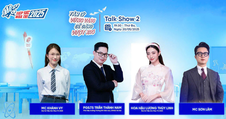 Các diễn giả tham gia talkshow "Vững tâm lý - Vượt mùa thi". c5840e47eaa55dfb04b4.jpg