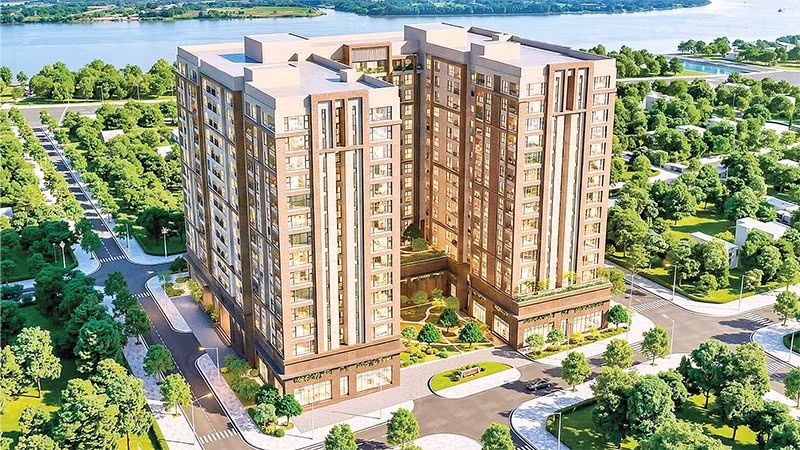 Phối cảnh các tòa nhà thuộc dự án nhà ở xã hội phường Long Châu, tỉnh Vĩnh Long.