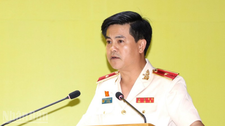 Thiếu tướng Nguyễn Đức Hải, Giám đốc Công an tỉnh Đồng Nai phát biểu khai mạc Đại hội. ndo_bl_1-resize-353-161.jpg