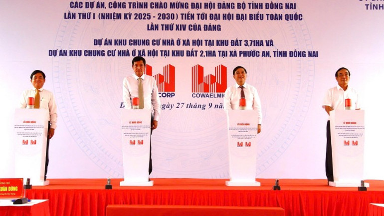 Lãnh đạo Bộ Xây dựng và tỉnh Đồng Nai thực hiện nghi thức khởi công xây dựng dự án nhà ở xã hội tại xã Phước An. z7055388145478-93caf8e77862a4b469683063320ac9cc-resize-8110.jpg