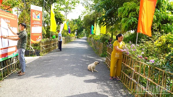 Vợ chồng ông Nguyễn Văn Xếp thường xuyên chăm sóc hoa kiểng và cho mượn nhà chuẩn bị cho Ngày hội toàn dân.