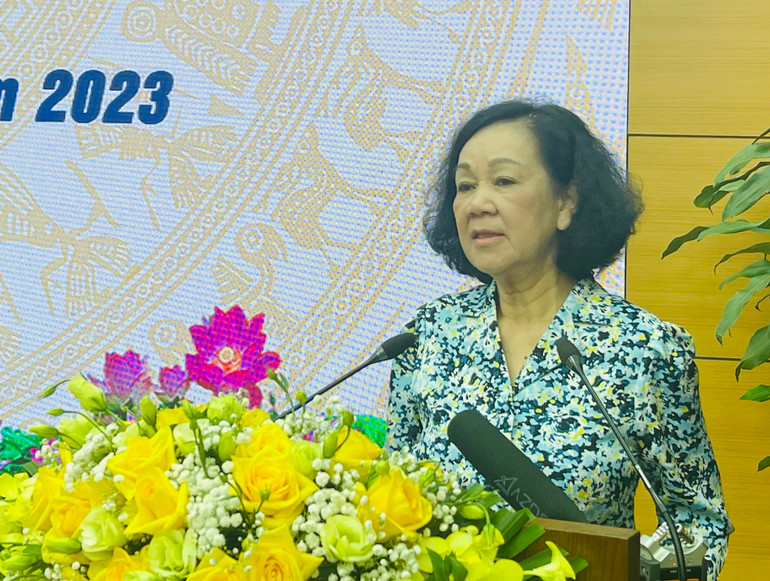 Ủy viên Bộ Chính trị, Thường trực Ban Bí thư Trương Thị Mai phát biểu ý kiến.