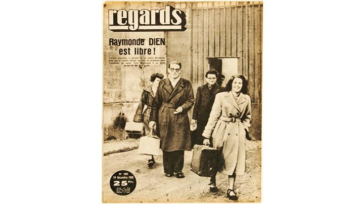 Trang bìa Tạp chí Regards của Pháp số ra ngày 29/12/1950 chụp ảnh bà Raymonde Dien được trả tự do.