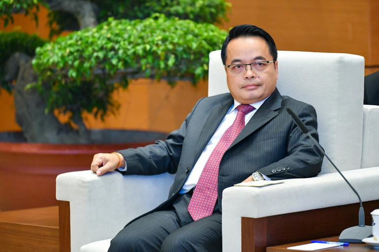 Chủ tịch Kiểm toán Lào Viengthavisone Thephachanh phát biểu tại buổi tiếp.