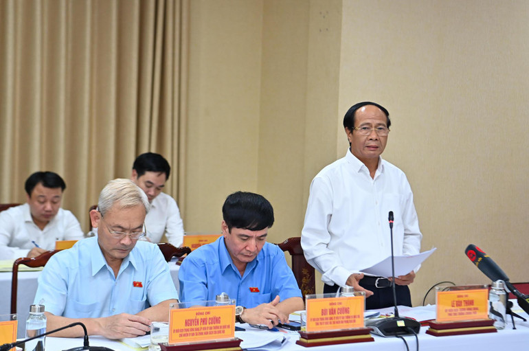 Phó Thủ tướng Chính phủ Lê Văn Thành phát biểu ý kiến tại buổi làm việc. (Ảnh Duy Linh)