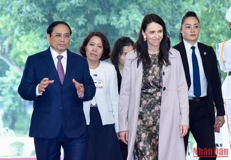 Thủ tướng Phạm Minh Chính và Thủ tướng New Zealand Jacinda Ardern. Thủ tướng Phạm Minh Chính và Thủ tướng New Zealand Jacinda Ardern.