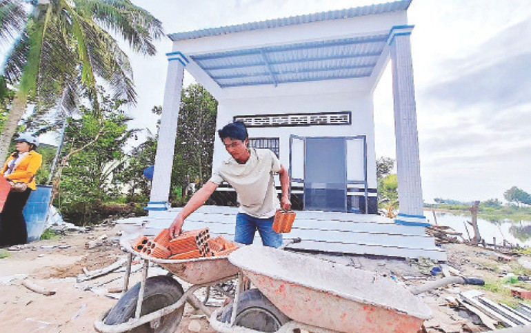 Căn nhà sắp hoàn thành tại xã Trí Phải, huyện Thới Bình, nằm trong Chương trình xóa nhà tạm, nhà dột nát trên địa bàn tỉnh Cà Mau.