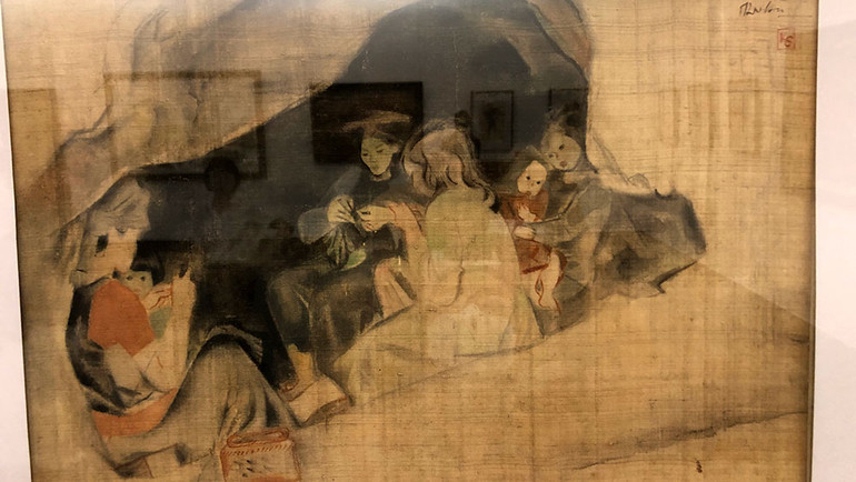 Tác phẩm "Ở hang" của họa sĩ Trần Văn Cẩn.