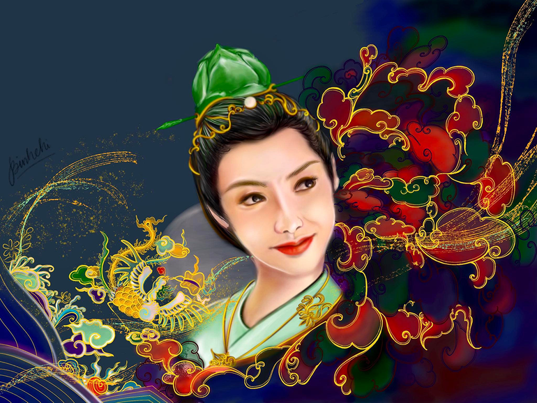 Lý Chiêu Hoàng dưới bút vẽ của Bình Chi. Lý Chiêu Hoàng dưới bút vẽ của Bình Chi.