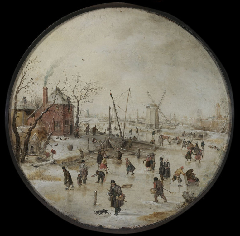 Dòng sông băng cùng những người đi trên băng, tác giả Hendrick Avercamp, Hà Lan.